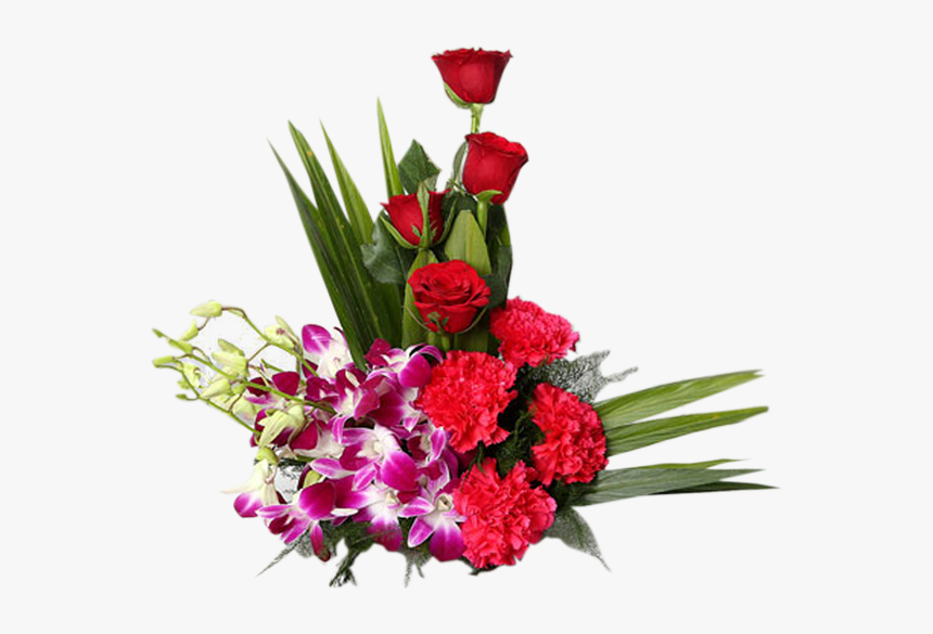 Orchid, Roses And Carnation Arrangement - Flower Arrangements With Orchids And Roses, HD Png Download, Free Download