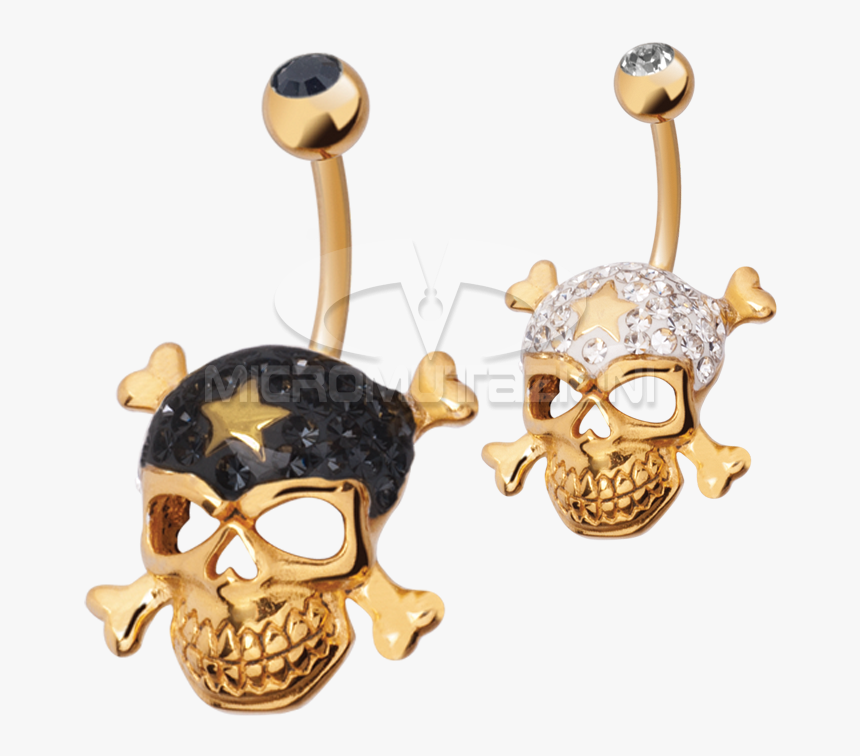 Gloss Finish Cross Bones Gold Steel Banabell Navel - Earrings, HD Png Download, Free Download