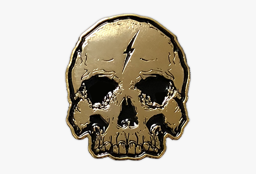 Gold Lightning Skull Enamel Pin By Seventh - Skull, HD Png Download, Free Download