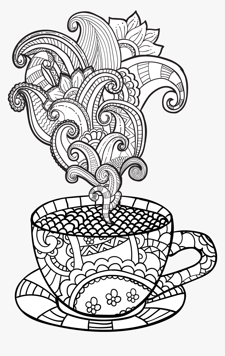 Coffe Drawing Color - Coffee Coloring Pages For Adults, HD Png Download, Free Download