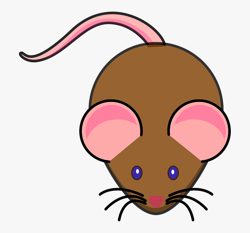 Mouse, Brown, Pink, Cute, Ears, Tail, Nose, Whiskers - Blue Mouse Clipart, HD Png Download, Free Download