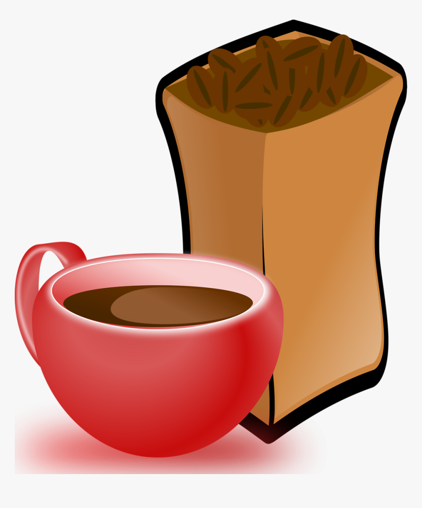 Cup Of Coffee With Sack Of Coffee Beans 4 555px - Coffee Beans Clip Art, HD Png Download, Free Download