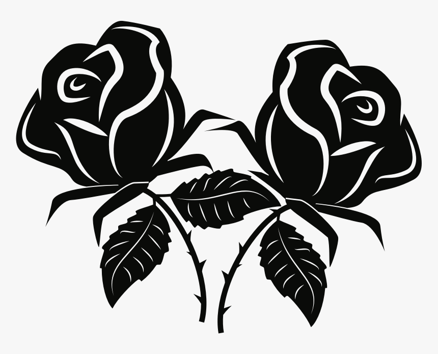 Rose Flower Vector Black And White, HD Png Download, Free Download