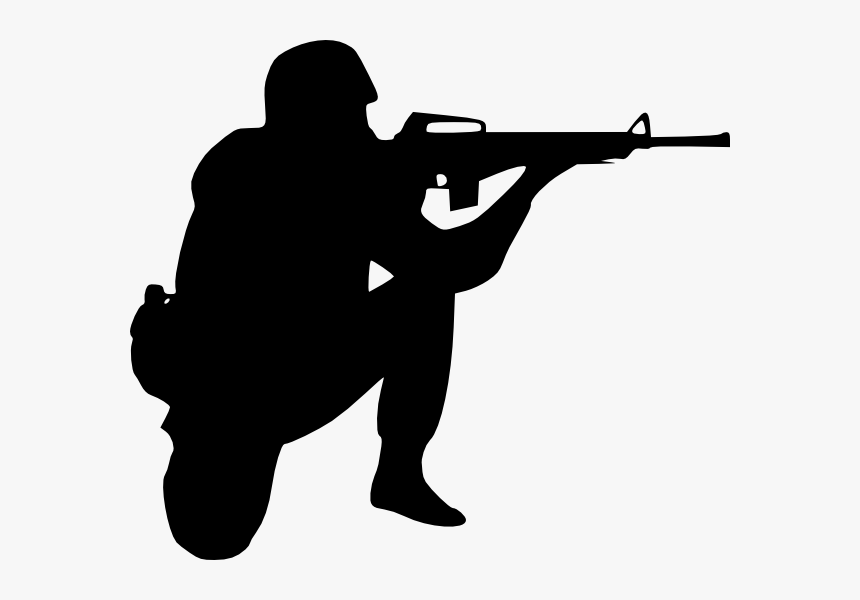 Soldier Silhouette Png - Black And White Soldier, Transparent Png, Free Download