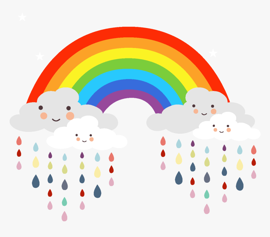 Cartoon Rainbow Cloud Raindrops Elements - Cartoon Rainbow Images Hd, HD Png Download, Free Download