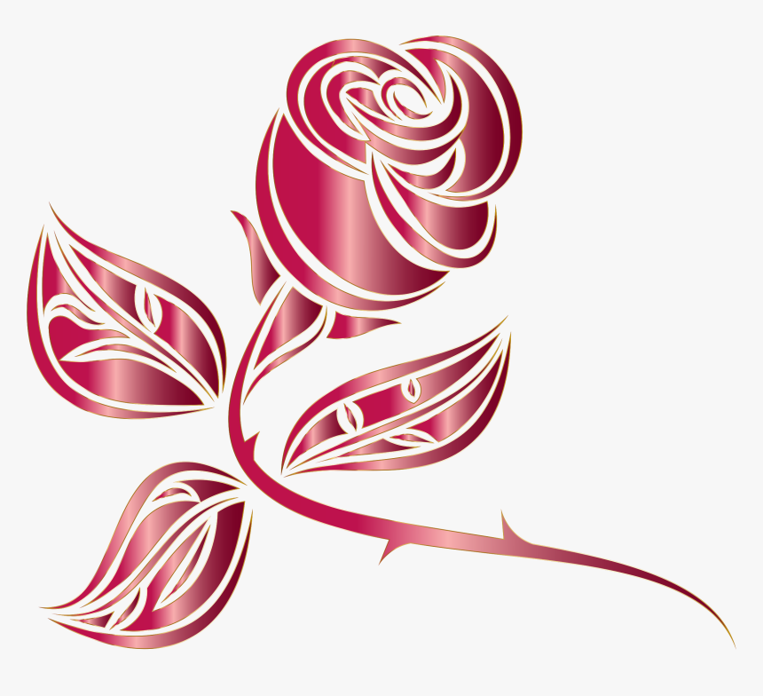 Stylized Rose Extended 4 Minus Background Clip Arts - Design Transparent Background Free, HD Png Download, Free Download