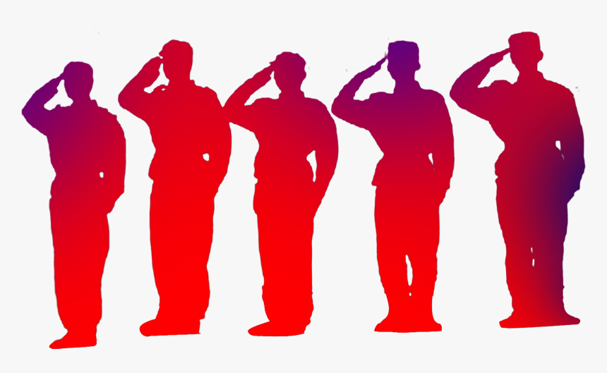 Clip Art Saluting Soldier Silhouette - Soldiers Salute Silhouette Png, Transparent Png, Free Download