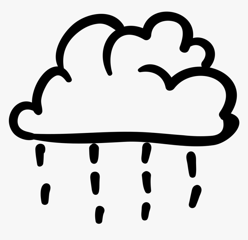 Cloud Of Rain With Raindrops Falling Handmade Symbol - Black And White Rainy Symbol, HD Png Download, Free Download