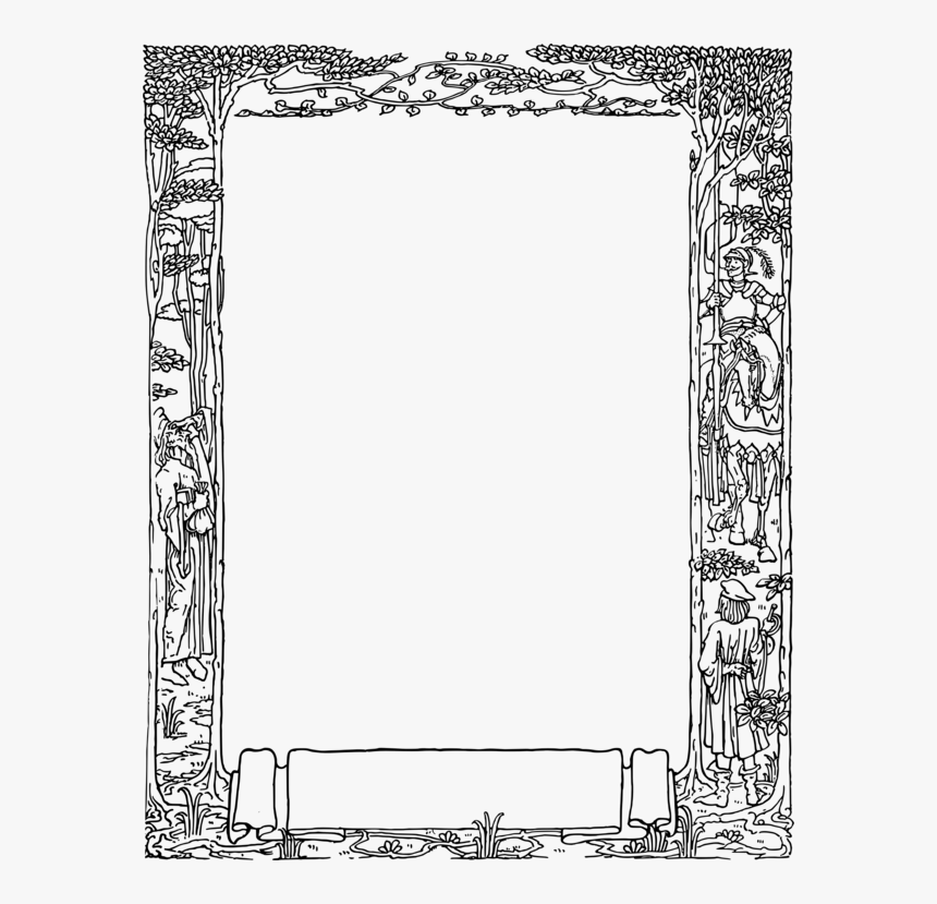 Picture Frame,line Art,rectangle - Medieval Art Border Png, Transparent Png, Free Download
