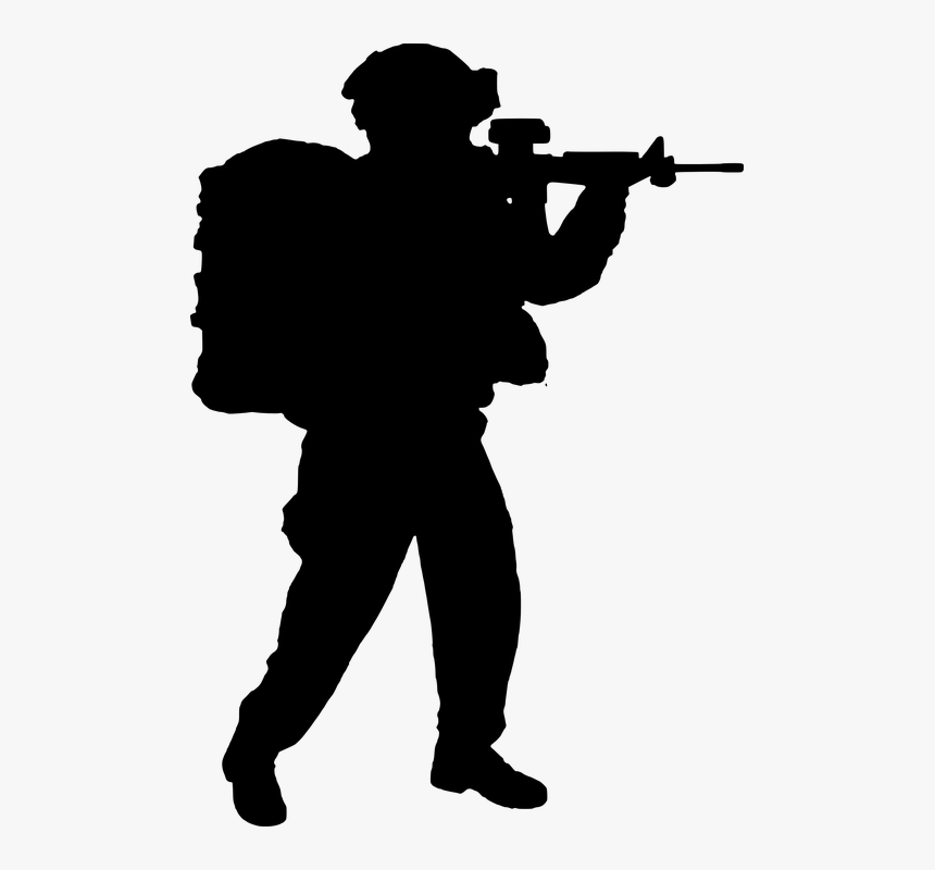 Silhouette, Soldier, Armour, Machine Gun, Army, Armed - Fr Acu, HD Png Download, Free Download