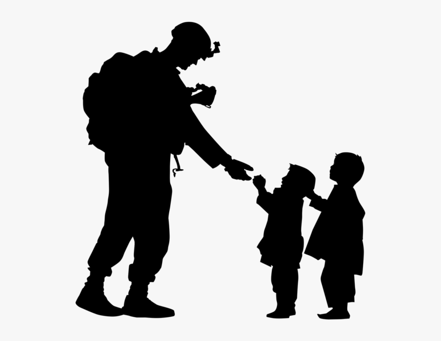 Silhouette Of Wounded Soldiers - Soldier And Child Silhouette, HD Png Download, Free Download