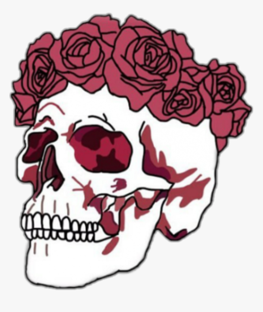 Transparent Skull Png Tumblr - Skull With Flower Crown Png, Png Download, Free Download