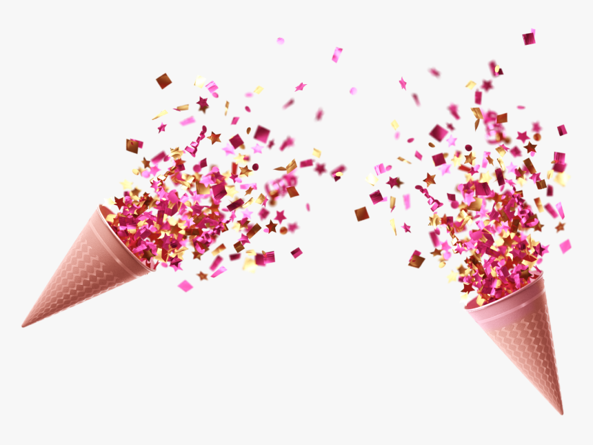 Gold Confetti Cups Cannon 3d - Transparent Background Confetti Cannon, HD Png Download, Free Download