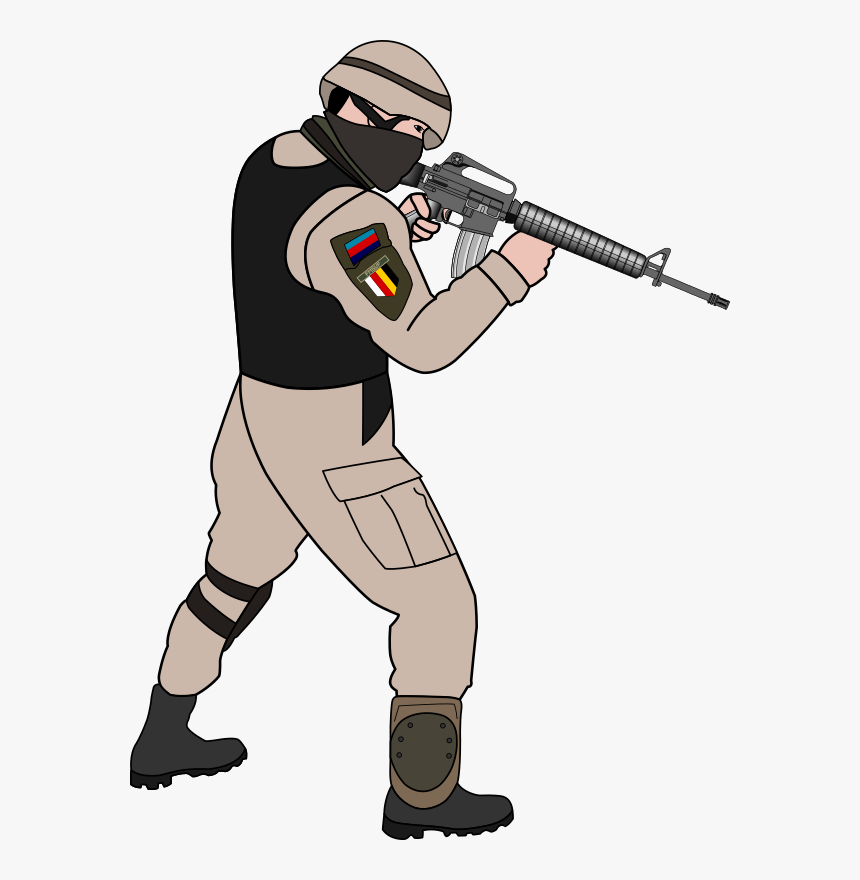 Silhouette Soldier Download Silhouettesilhouette Clip - Soldier Pointing Gun Clipart, HD Png Download, Free Download