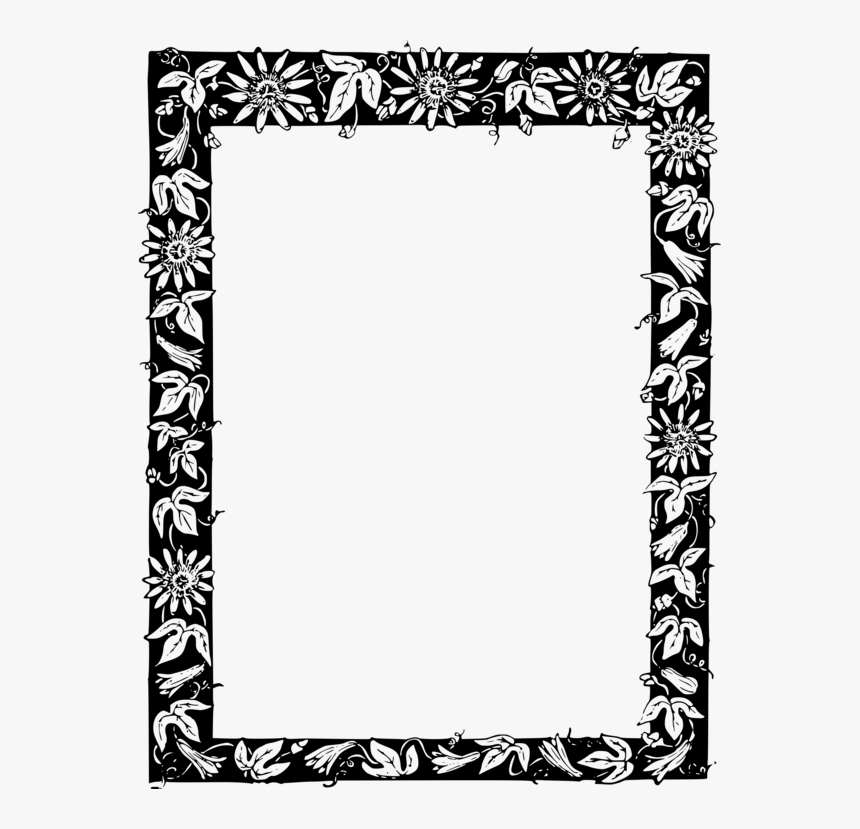 Picture Frame,visual Arts,flower - Black And White Rectangle Border, HD Png Download, Free Download