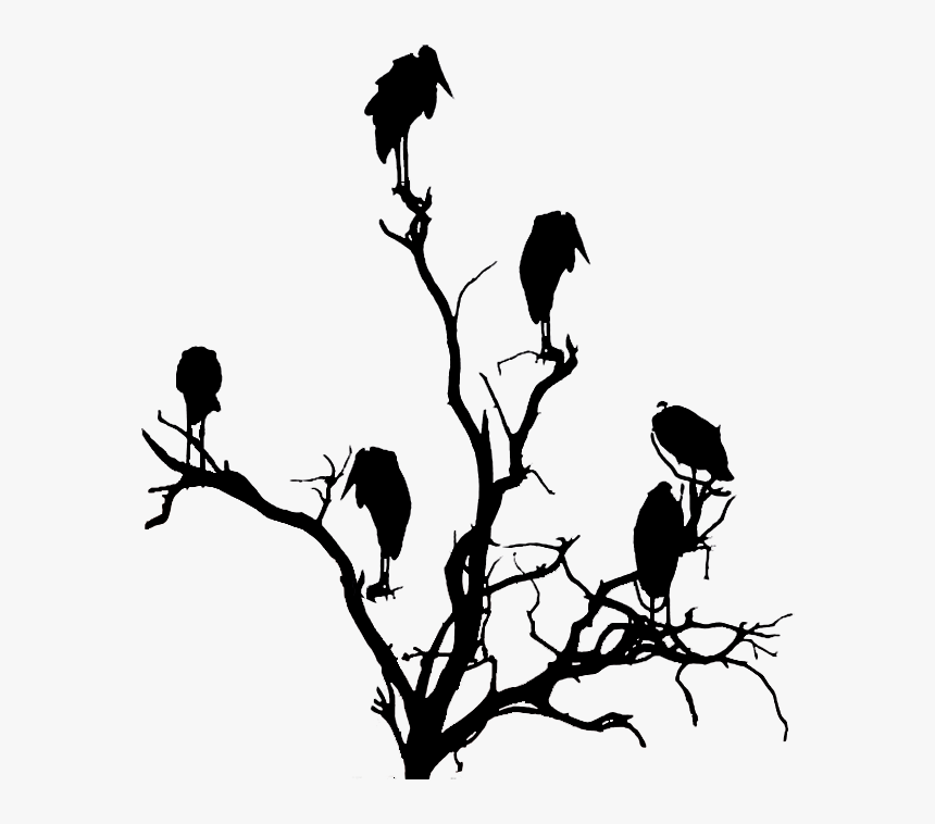 Vulture In A Tree Silhouette - Png Silhouette Tree Art, Transparent Png, Free Download
