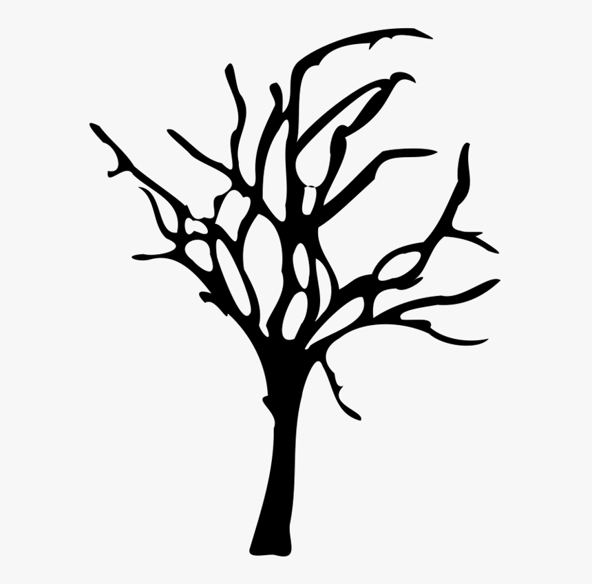 Silhouette Drawing Of Halloween Small Dead Tree - Dead Tree Clipart, HD Png Download, Free Download