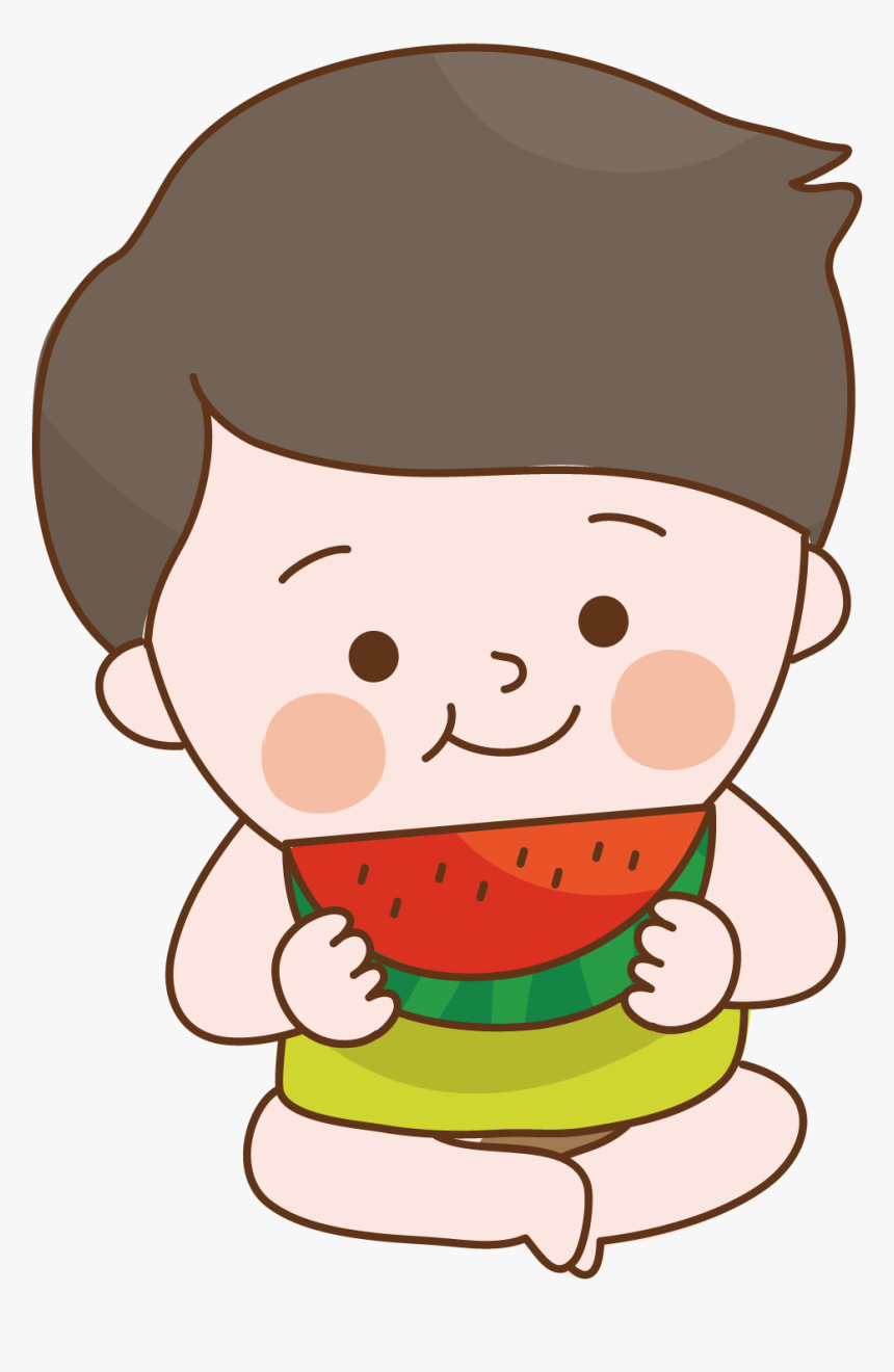 Child Food Sitting To Eat Watermelon - Eating Watermelon Boy Clipart, HD Png Download, Free Download