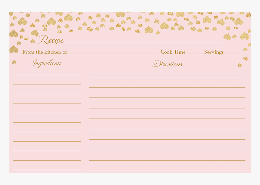 Confetti Hearts Pink Recipe Card - Paper, HD Png Download, Free Download