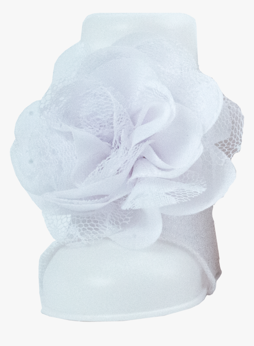 White Shimmer Peep Toe Sock With Chiffon Lace Flower - Wool, HD Png Download, Free Download