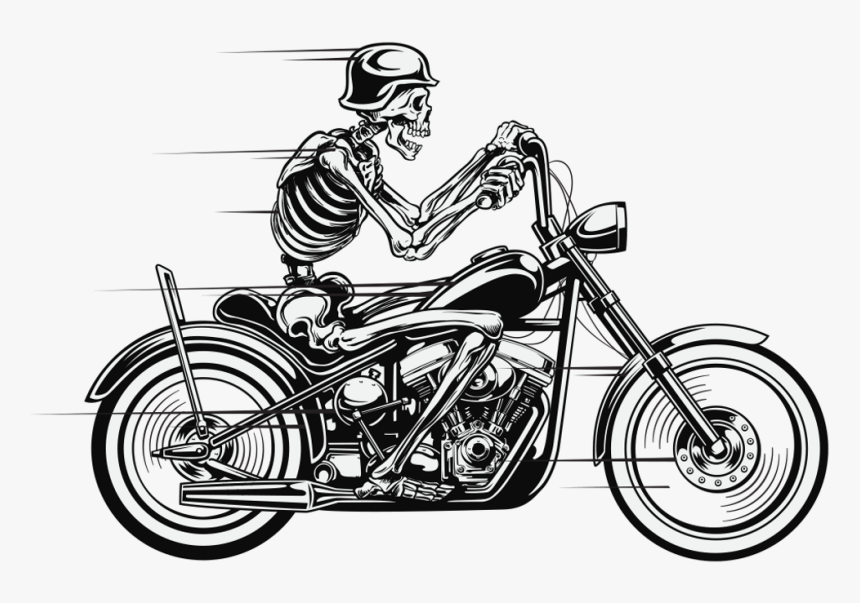 Skeleton Bike Biker Bikeride Skelett Motorbike Motorrad - Skeleton On Motorbike, HD Png Download, Free Download