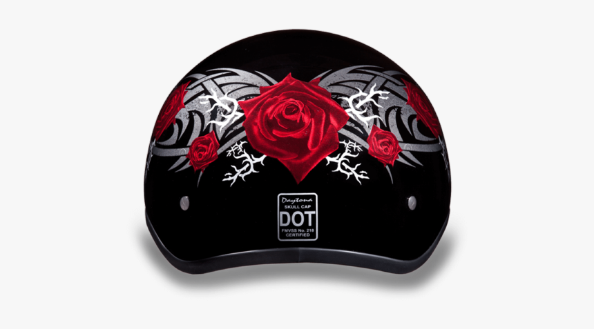 Daytona Womens Red Rose And Thorn Dot Skull Cap Motorcycle - Motorcycle Helmet, HD Png Download, Free Download