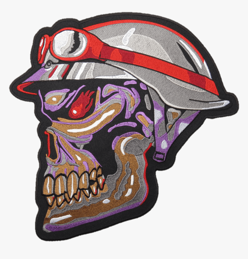 Rainbow Cafe Racer Biker Skull Bones Big Embroidered - Military Skulls Pachs, HD Png Download, Free Download