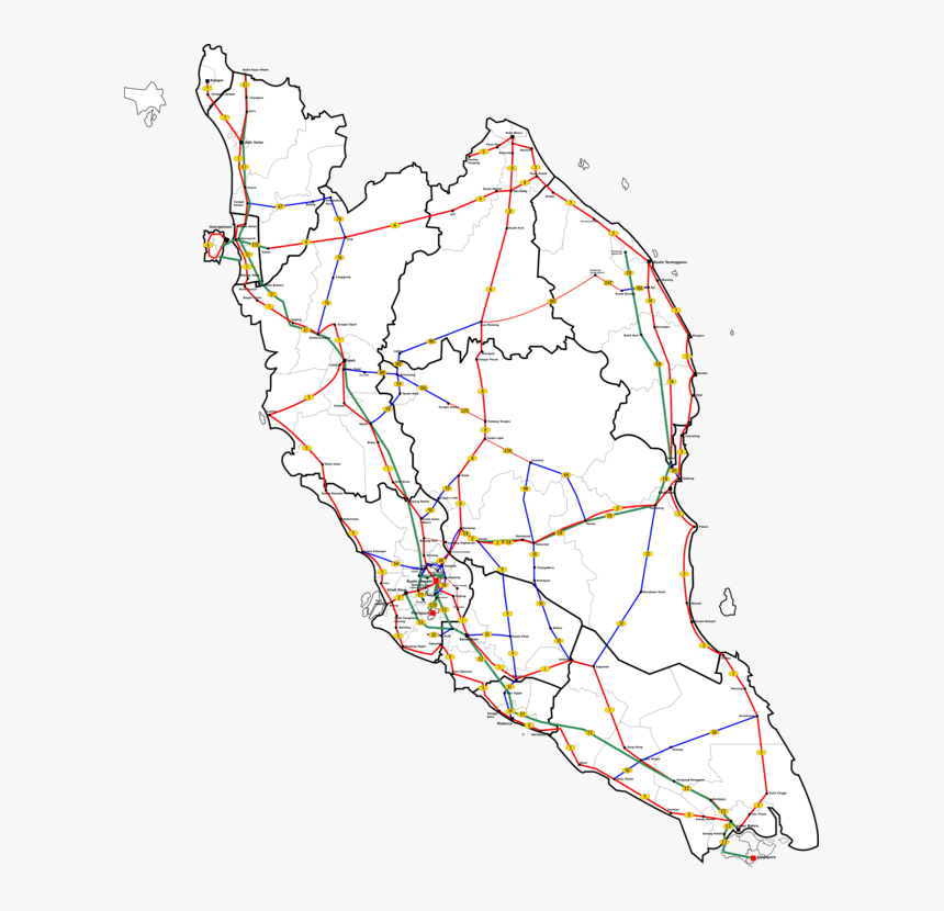 Map,line,area - Malaysia Road Map Vector, HD Png Download, Free Download