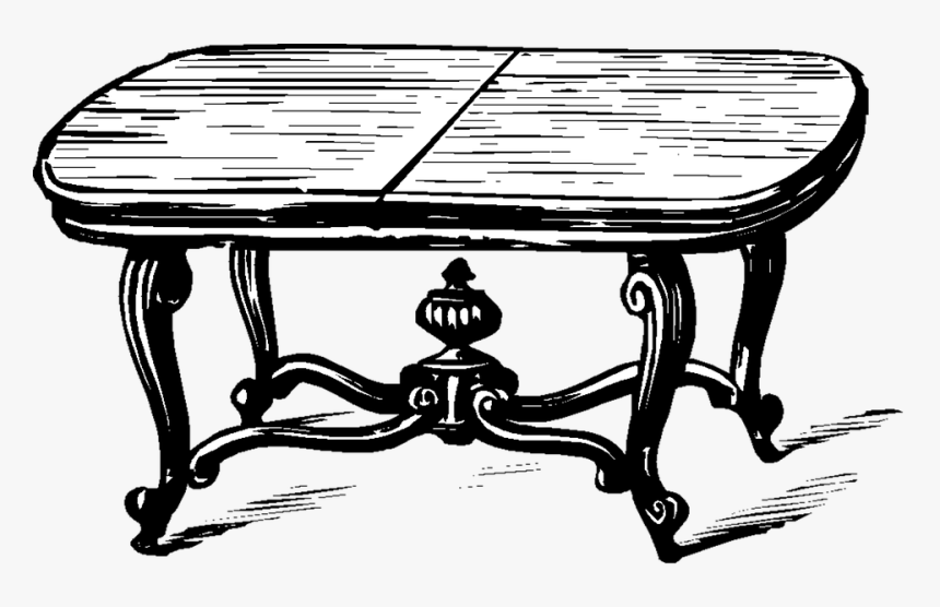 Table, Vintage, Folding, Furniture, Clip Art, Old - Coffee Table Clipart Black And White, HD Png Download, Free Download