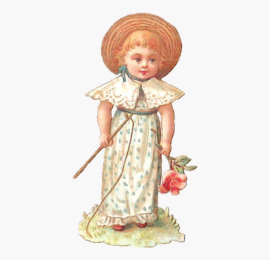 Vintage Girl Holding Fishing Pole - Doll, HD Png Download, Free Download