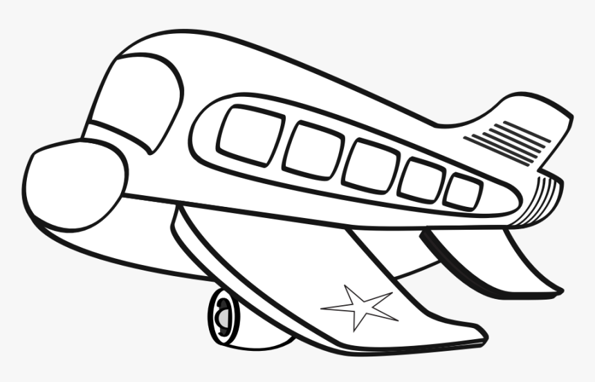 Funny Airplane Clipart Black And White Cartoon Plane - Clip Art Black And White Airplane, HD Png Download, Free Download