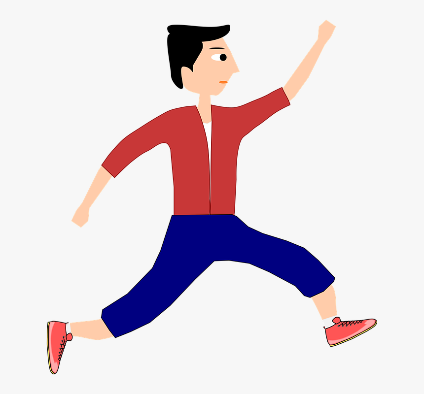 Jump, Running, Man, Boy, Sports - Cartoon Running Man Png, Transparent Png, Free Download