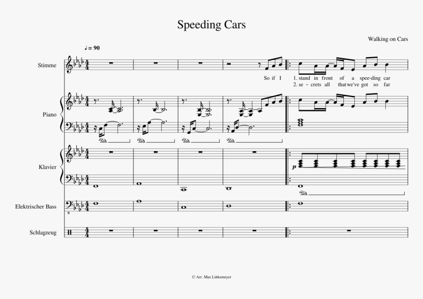 Speeding Cars Sheet Music Composed By Walking On Cars - Rap God Piano Sheet Music, HD Png Download, Free Download