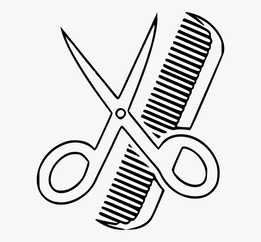 Hairstyle, Chisel, Comb, Scissors, Hair Brush - Tesoura E Pente Png, Transparent Png, Free Download