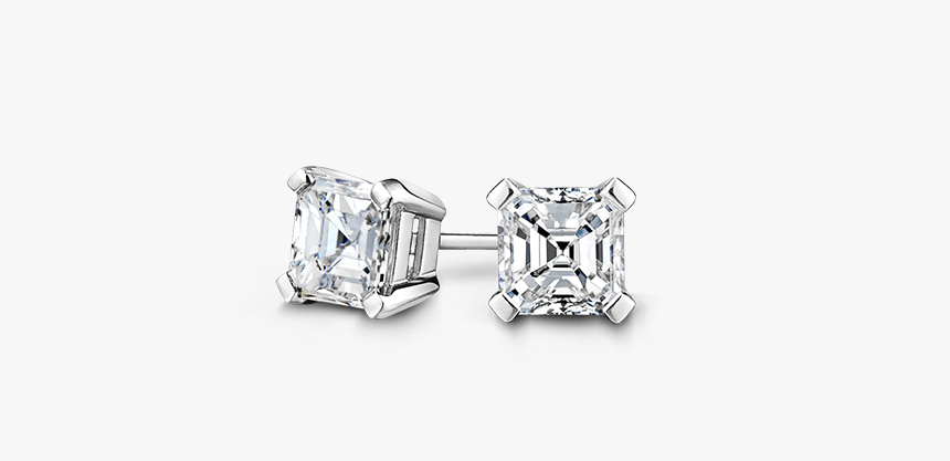 Square Emerald Cut Diamond Stud Earrings - Fyrkantiga Diamantörhängen, HD Png Download, Free Download