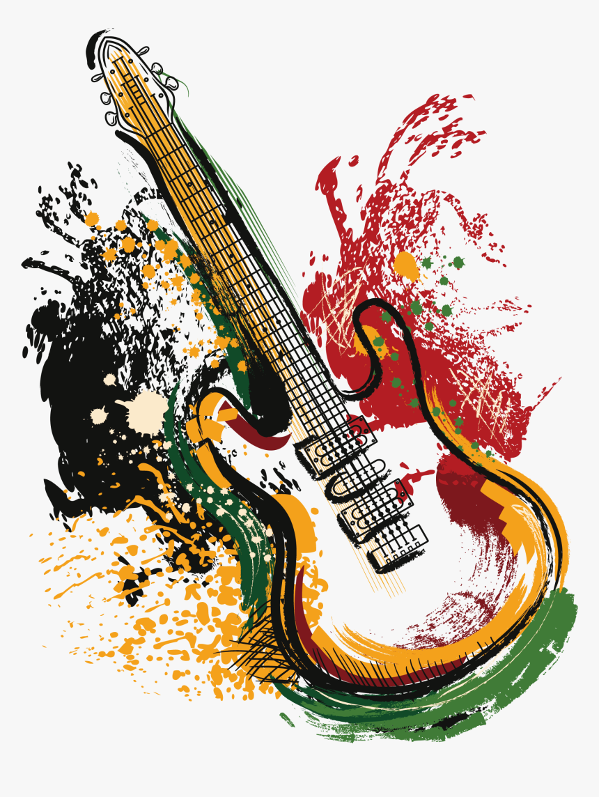 Art Electric Poster Guitar Vector Grunge Clipart - Guitar Vector Art Png, Transparent Png, Free Download