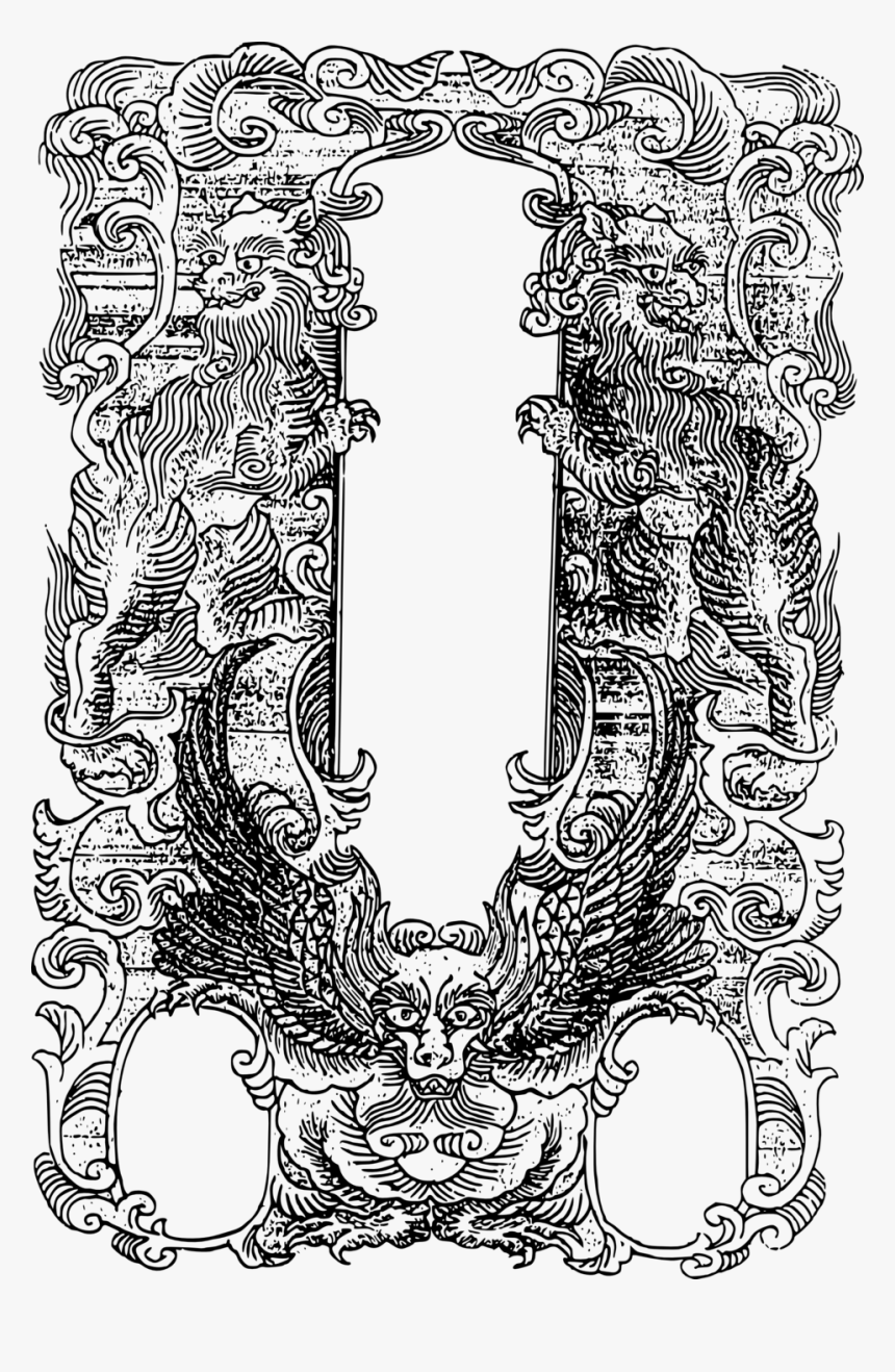 Transparent Ornate Picture Frame Png - Japanese Old Art Black And White, Png Download, Free Download