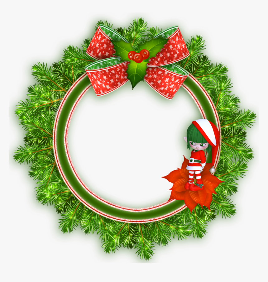 Round Transparent Christmas Photo Frame With Elf - Christmas Tree Round Png, Png Download, Free Download