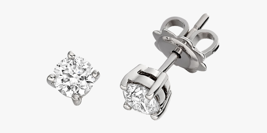 Diamond Stud Earrings In 9ct White Gold With Round - One Stone Diamond Earrings, HD Png Download, Free Download