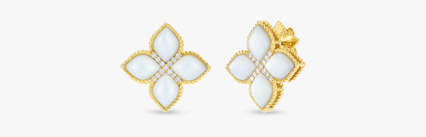 18kt Lg Mother Of Pearl & Diamond Stud Earring - Earring, HD Png Download, Free Download