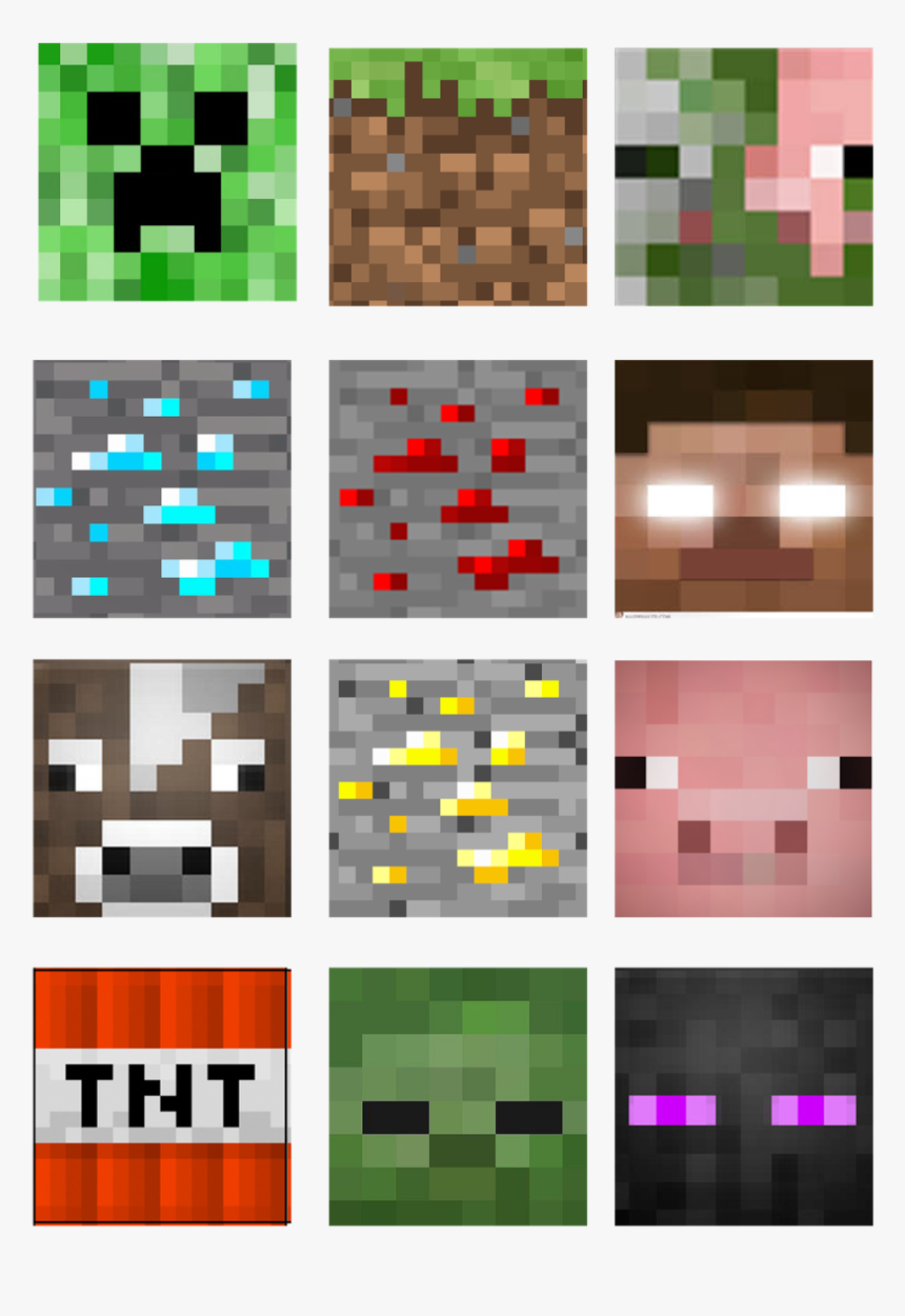 Transparent Minecraft Clip Art - Minecraft Toppers For Cupcakes, HD Png Download, Free Download