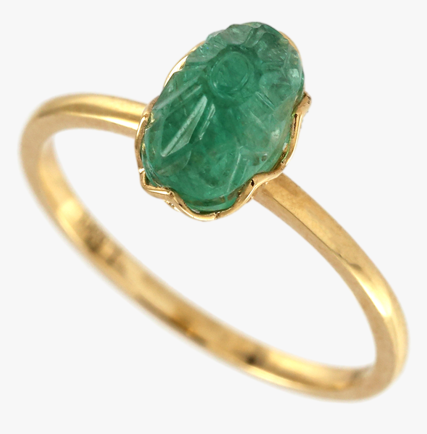 Carved Floral Emerald Ring"
 Class= - Pre-engagement Ring, HD Png Download, Free Download