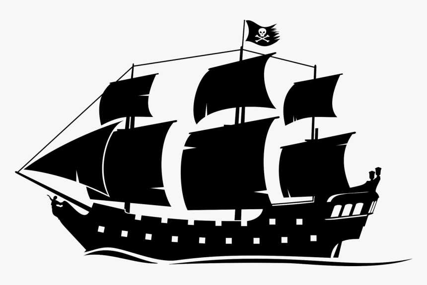 Ship Black Pearl Boat Piracy Clip Art - Silhouette Peter Pan Ship, HD Png Download, Free Download