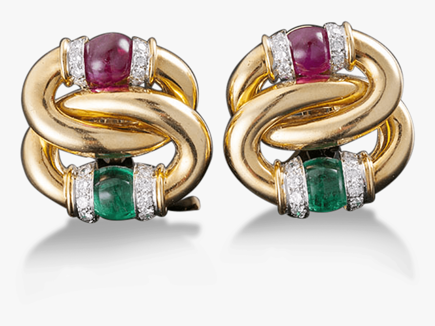 David Webb Emerald And Ruby Link Earrings - Earrings, HD Png Download, Free Download