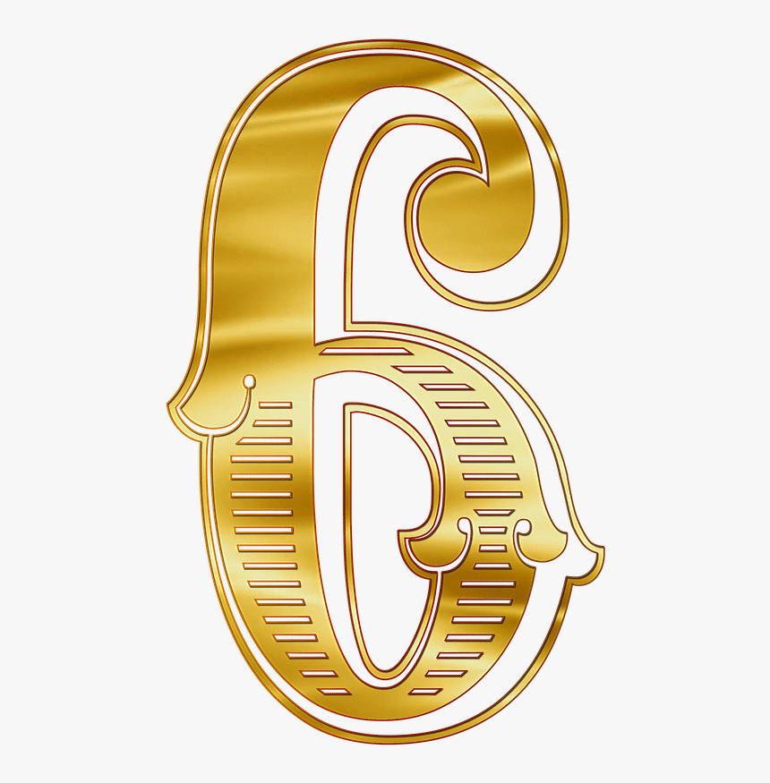 Šeši Skaičius - Gold Number 6 Png, Transparent Png, Free Download