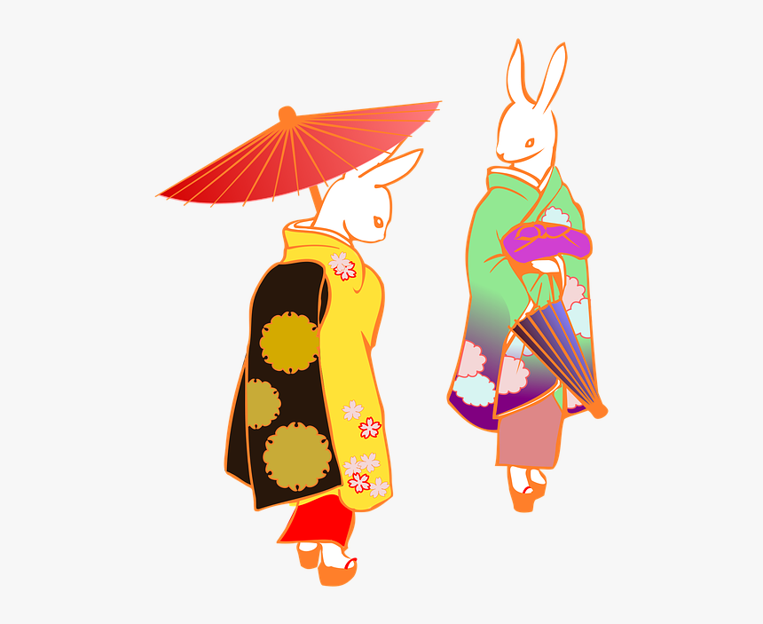 Umbrella, Kimono, Japan, Maiko, Rabbit, Japanese Style - Kimono, HD Png Download, Free Download