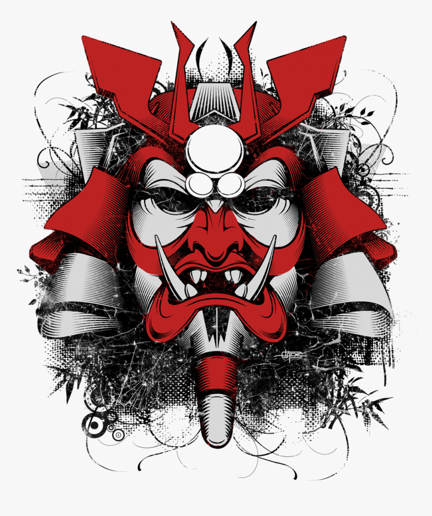 Oni Mask Wallpaper - Japanese Samurai Mask Art, HD Png Download, Free Download
