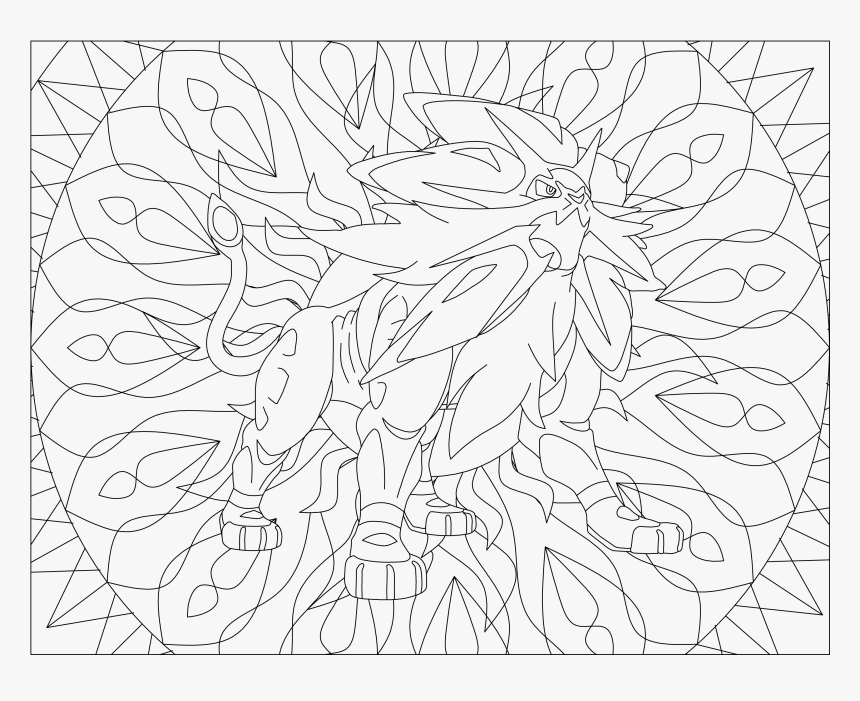 791 Solgaleo Pokemon Coloring Page - Pokemon Adult Coloring Solgaleo, HD Png Download, Free Download