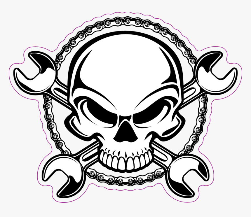 Human Skull With Crossing Wrenches And Sprocket Chain - Skull With Wrenches Game Logo, HD Png Download, Free Download