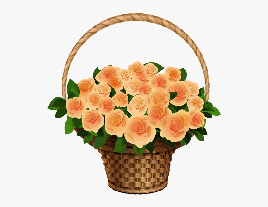 Flower Baskets Clipart Jpg Free Download Basket With - Flowers In A Basket Clipart, HD Png Download, Free Download